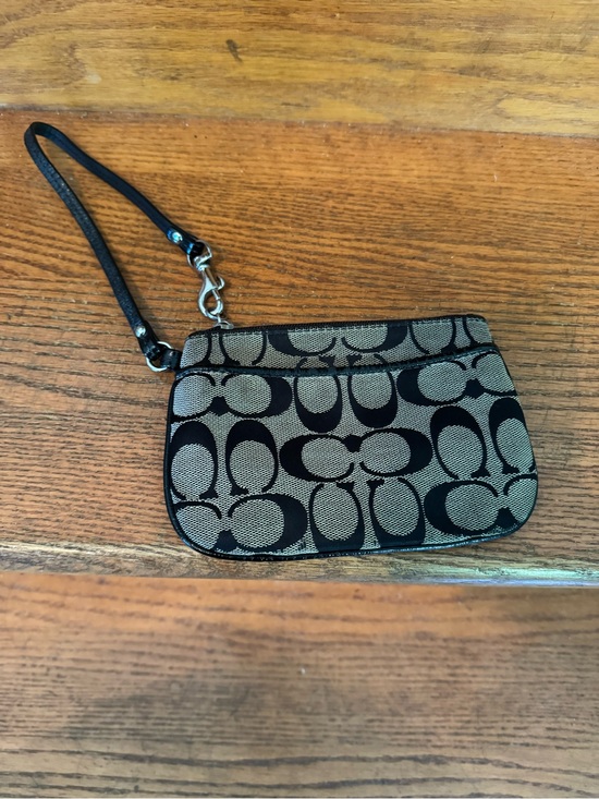 Coach Handbags - Coach Black and Khaki Signature Wristlet